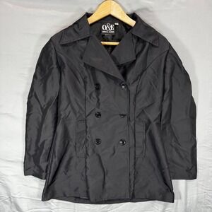Odds Evens Black Double Breasted Trench Coat Jacket Women's Size 5 Formal